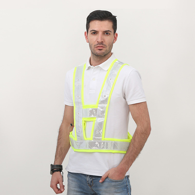 Le haut polyester de la visibilité SJV04 a tricoté le gilet réfléchissant de sécurité pour le fonctionnement de nuit