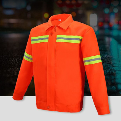 Sécurité élevée Logo Work Orange Reflective Clothing fait sur commande de visibilité du polyester SJV08 de gilet en gros de sécurité