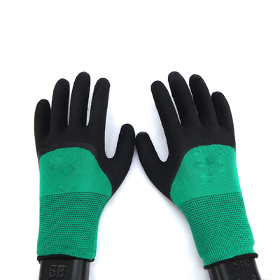 Gants enduits en caoutchouc de travail de main de latex de sécurité dans la construction de gants de main de la sécurité du travail SJS004