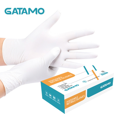Les gants blancs dentaires d'examen de nitriles de SN14 Chine saupoudrent les gants libres de nitriles de service de traiteur d'examen de gants de nitriles