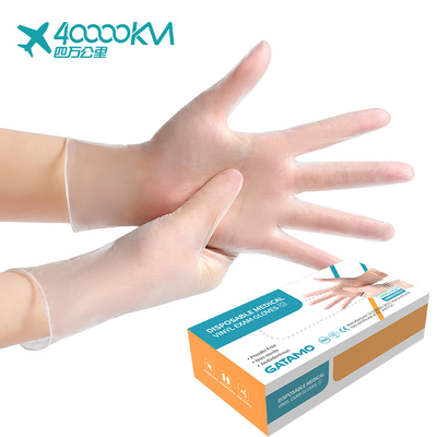 Gants propres d'examen de PVC de la Chine de gants de vinyle de la poudre S5 de ménage libre transparent de cuisine