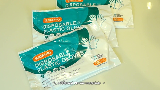 Gants du PE de HDPE de Gatamo de cuisine des enfants transparents clairs jetables universels bon marché de catégorie comestible