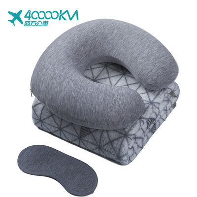Ensemble gonflable en gros d'oreiller du voyage in-1 de l'oreiller 3 de cou de mousse de mémoire de forme du voyage U d'oreiller de voyage